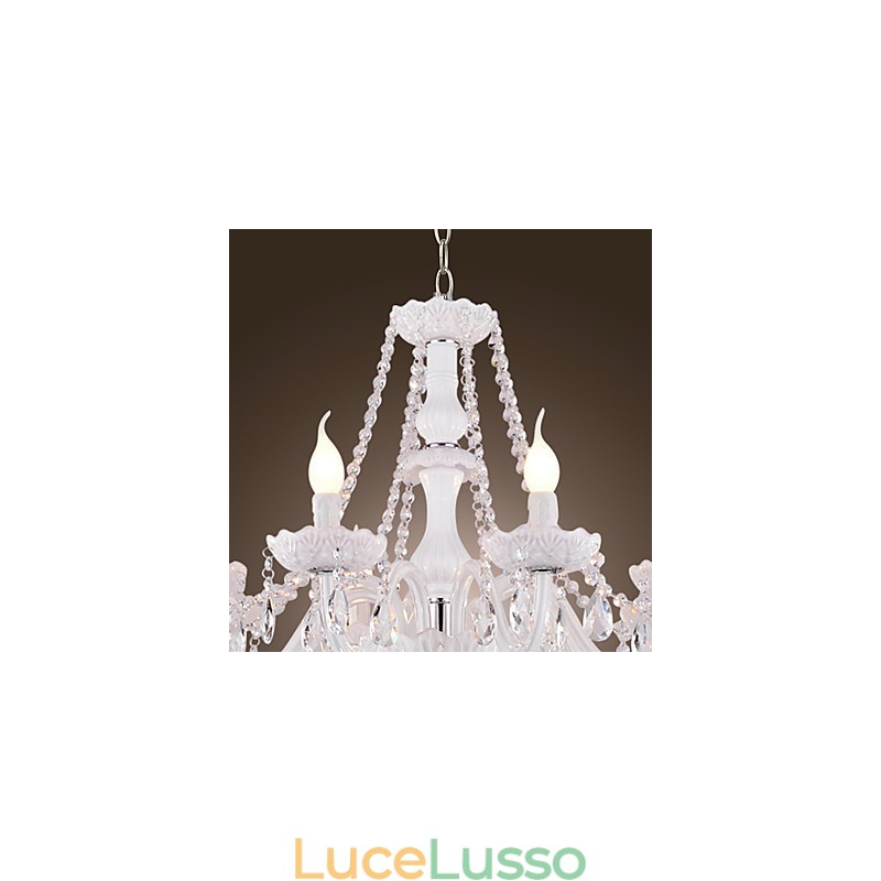 Lampadario Cristallo Bianco Moderno Soggiorno 8 Luci