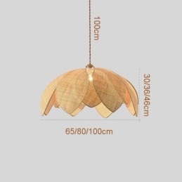 Lampada a sospensione Rattan Lotus Cafe Retro Lampada da soffitto in rattan artistico