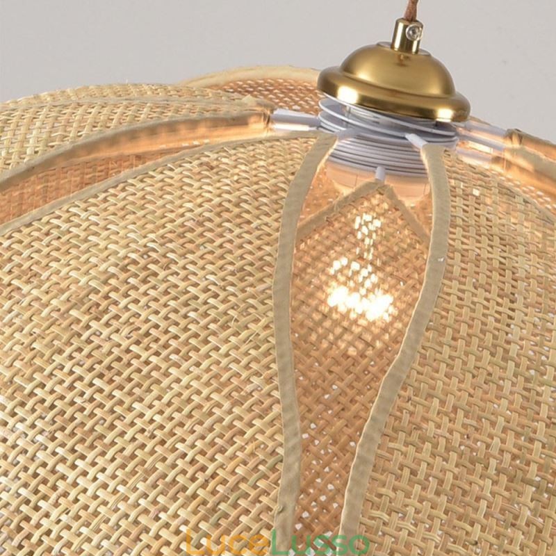 Lampada a sospensione Rattan Lotus Cafe Retro Lampada da soffitto in rattan artistico