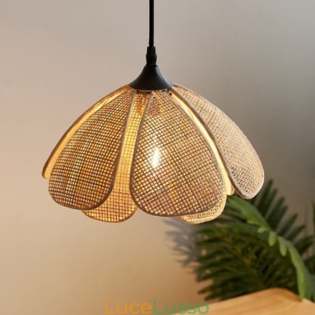 Lampada a sospensione in rattan Lampada da soffitto retrò in rattan Lampada a sospensione in rattan Lampada da soffitto retrò in rattan