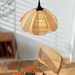 Lampada a sospensione in rattan Lampada da soffitto retrò in rattan