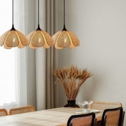 Lampada a sospensione in rattan Lampada da soffitto retrò in rattan