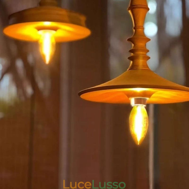 Lampada a sospensione in legno di gomma Ins Vintage Lampada a sospensione