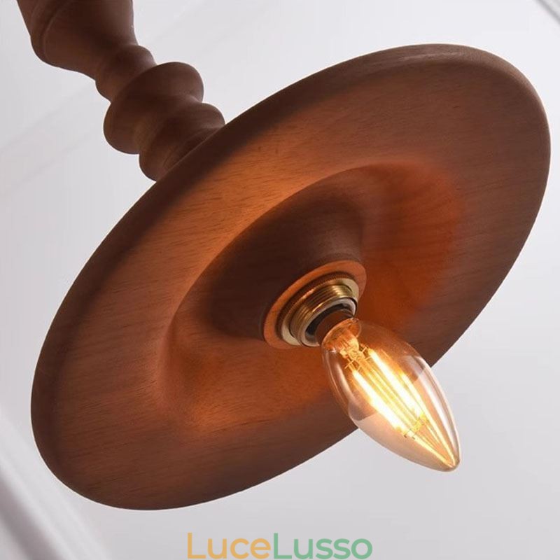 Lampada a sospensione in legno di gomma Ins Vintage Lampada a sospensione