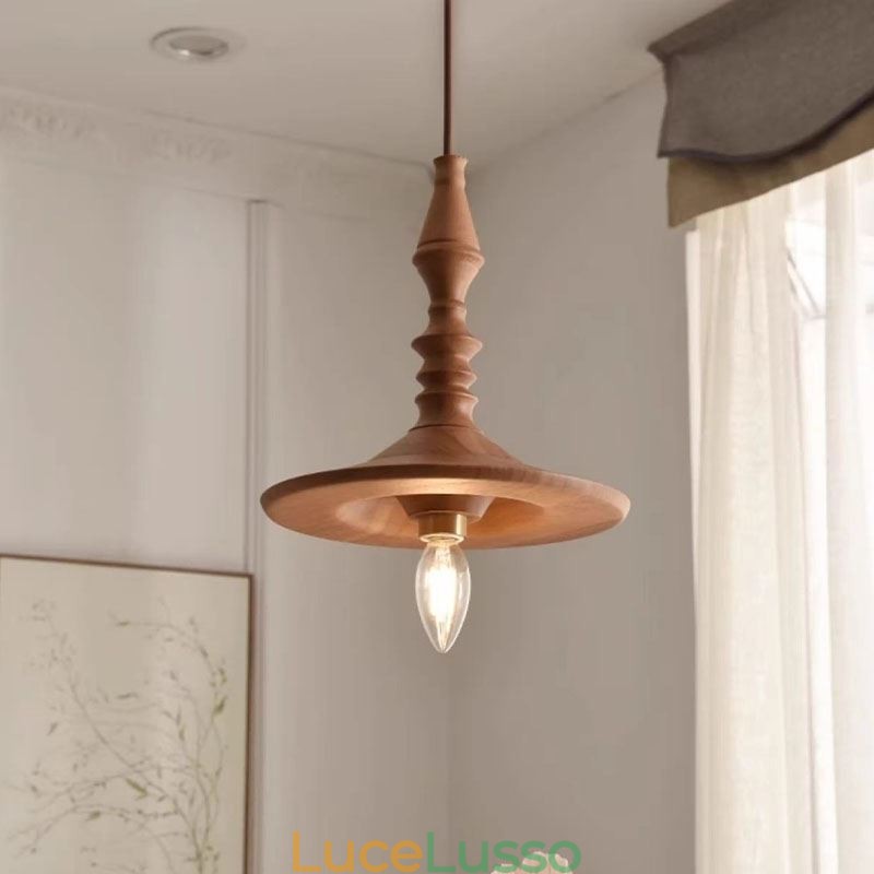 Lampada a sospensione in legno di gomma Ins Vintage Lampada a sospensione