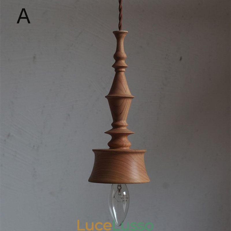 Lampada a sospensione in legno di gomma Ins Vintage Lampada a sospensione