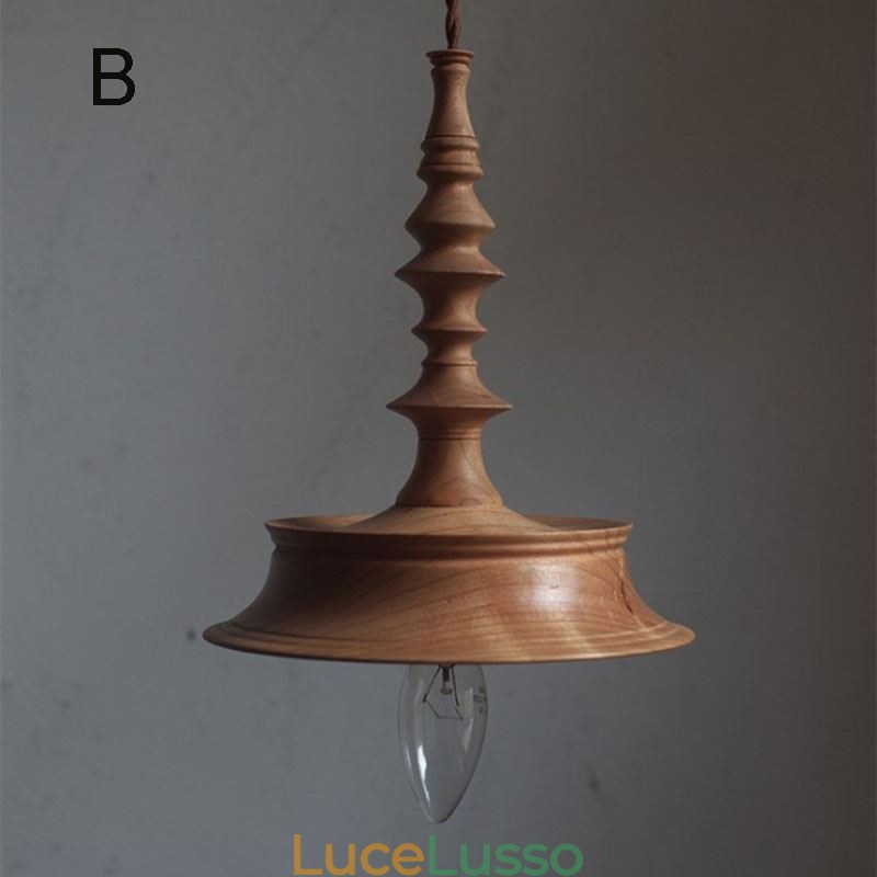 Lampada a sospensione in legno di gomma Ins Vintage Lampada a sospensione