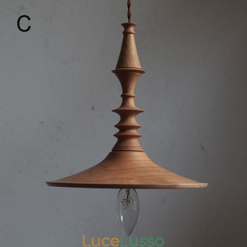 Lampada a sospensione in legno di gomma Ins Vintage Lampada a sospensione