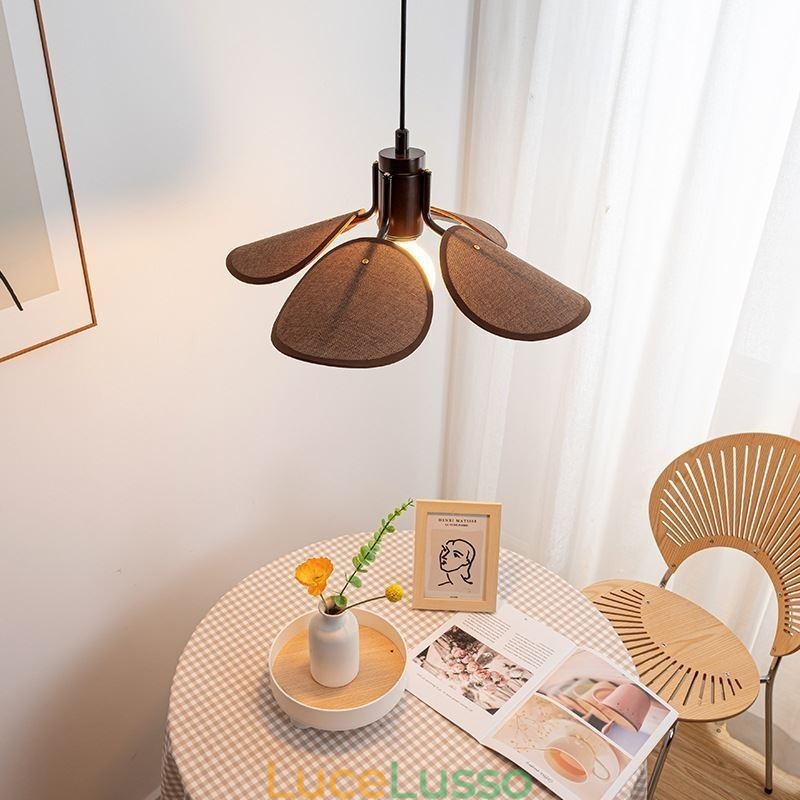 Lampada a sospensione nordica Wabi Sabi Style Paralume in tessuto Lampada da soffitto decorativa
