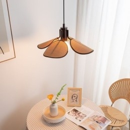 Lampada a sospensione nordica Wabi Sabi Style Paralume in tessuto Lampada da soffitto decorativa