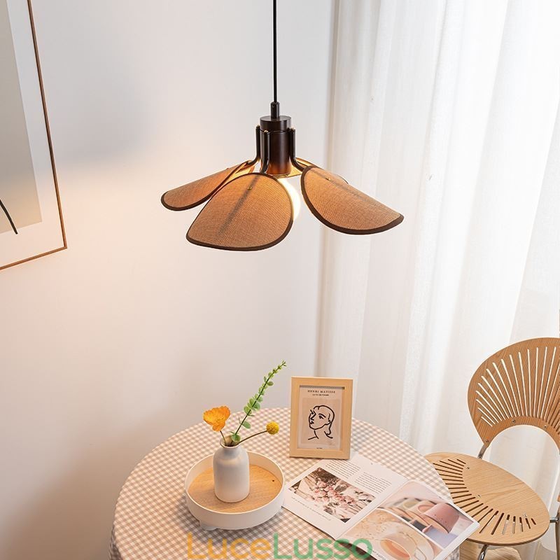 Lampada a sospensione nordica Wabi Sabi Style Paralume in tessuto Lampada da soffitto decorativa