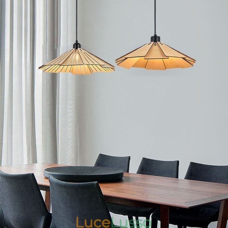 Lampada a sospensione creativa retrò in legno da soffitto