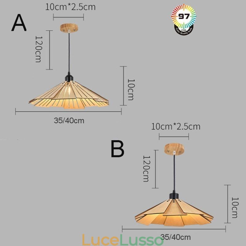 Lampada a sospensione creativa retrò in legno da soffitto