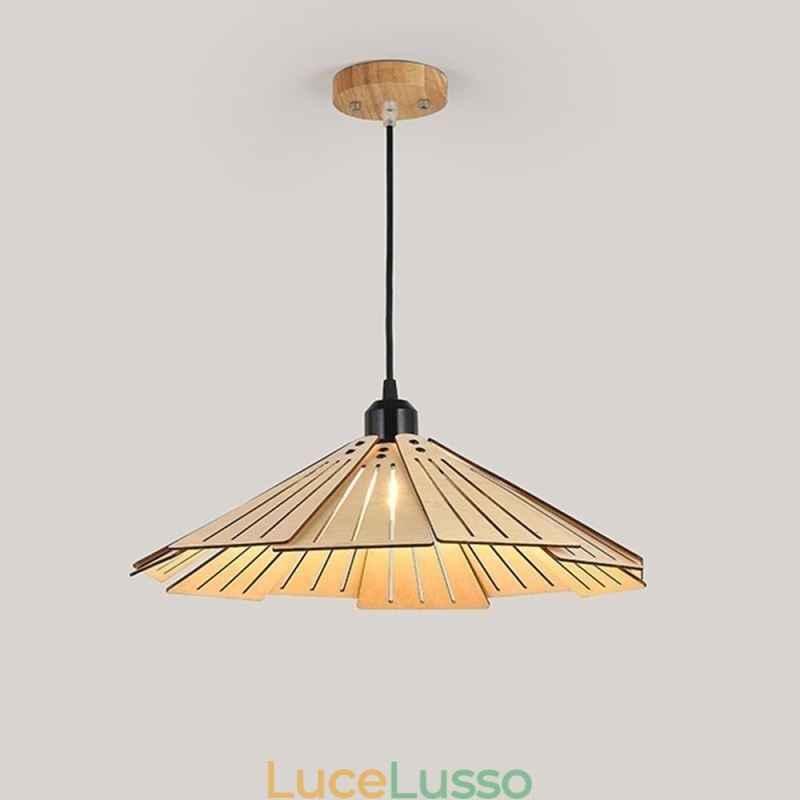 Lampada a sospensione creativa retrò in legno da soffitto