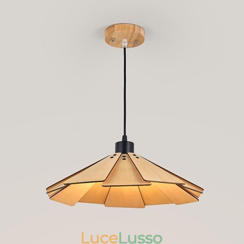 Lampada a sospensione creativa retrò in legno da soffitto