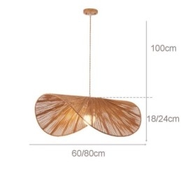 Lampada a sospensione retrò creativa Wabi Sabi cappello di paglia corda di canapa lampada da soffitto