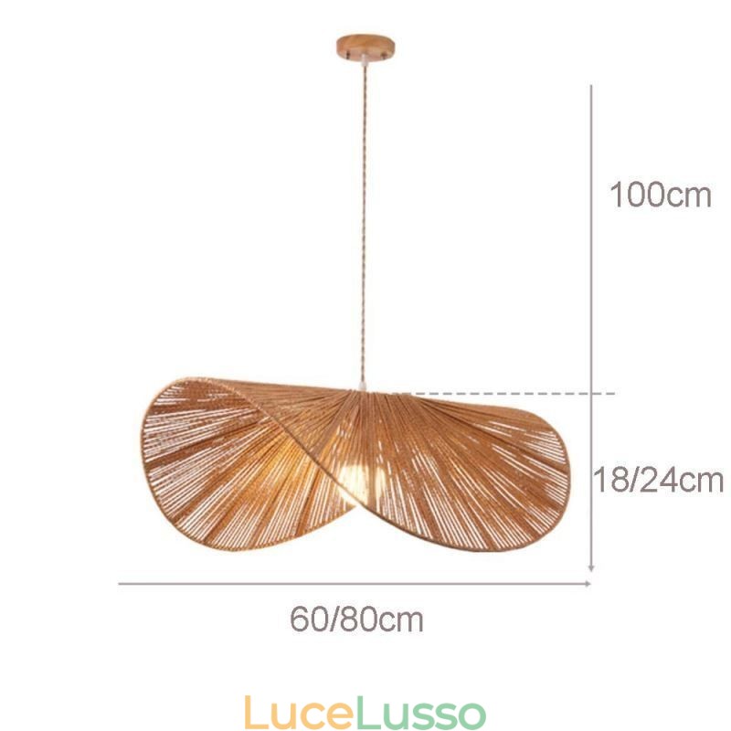 Lampada a sospensione retrò creativa Wabi Sabi cappello di paglia corda di canapa lampada da soffitto