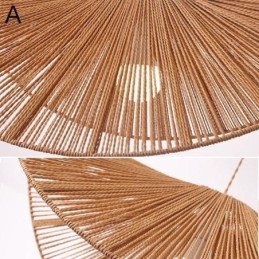 Lampada a sospensione retrò creativa Wabi Sabi cappello di paglia corda di canapa lampada da soffitto