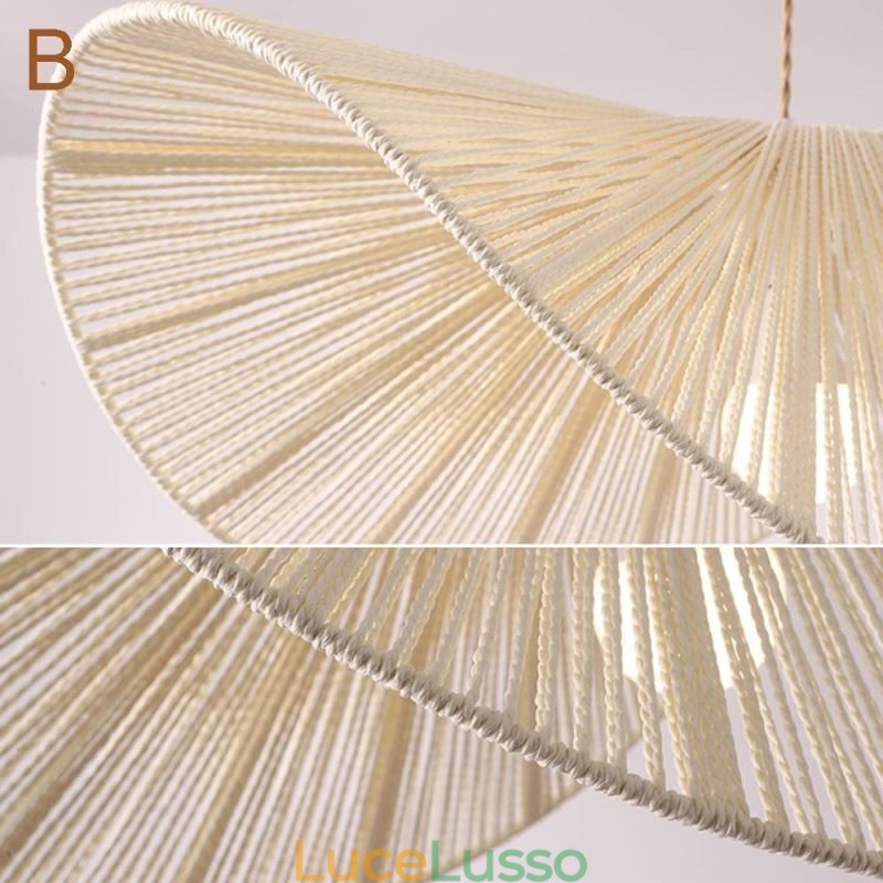 Lampada a sospensione retrò creativa Wabi Sabi cappello di paglia corda di canapa lampada da soffitto