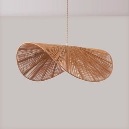 Lampada a sospensione retrò creativa Wabi Sabi cappello di paglia corda di canapa lampada da soffitto
