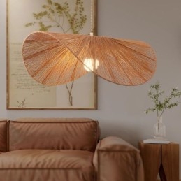 Lampada a sospensione retrò creativa Wabi Sabi cappello di paglia corda di canapa lampada da soffitto