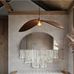 Lampada a sospensione in legno massello, lampada da soffitto retrò creativa