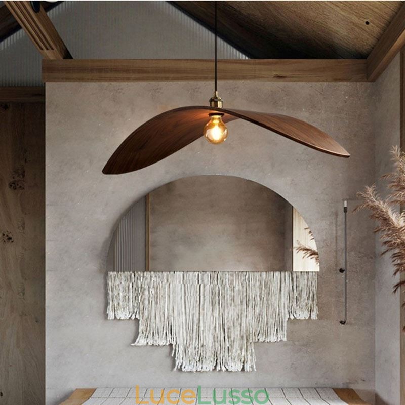 Lampada a sospensione in legno massello, lampada da soffitto retrò creativa