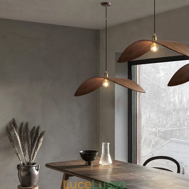 Lampada a sospensione in legno massello, lampada da soffitto retrò creativa