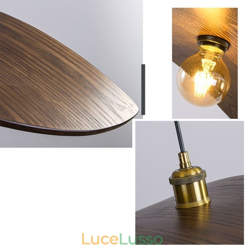 Lampada a sospensione in legno massello, lampada da soffitto retrò creativa