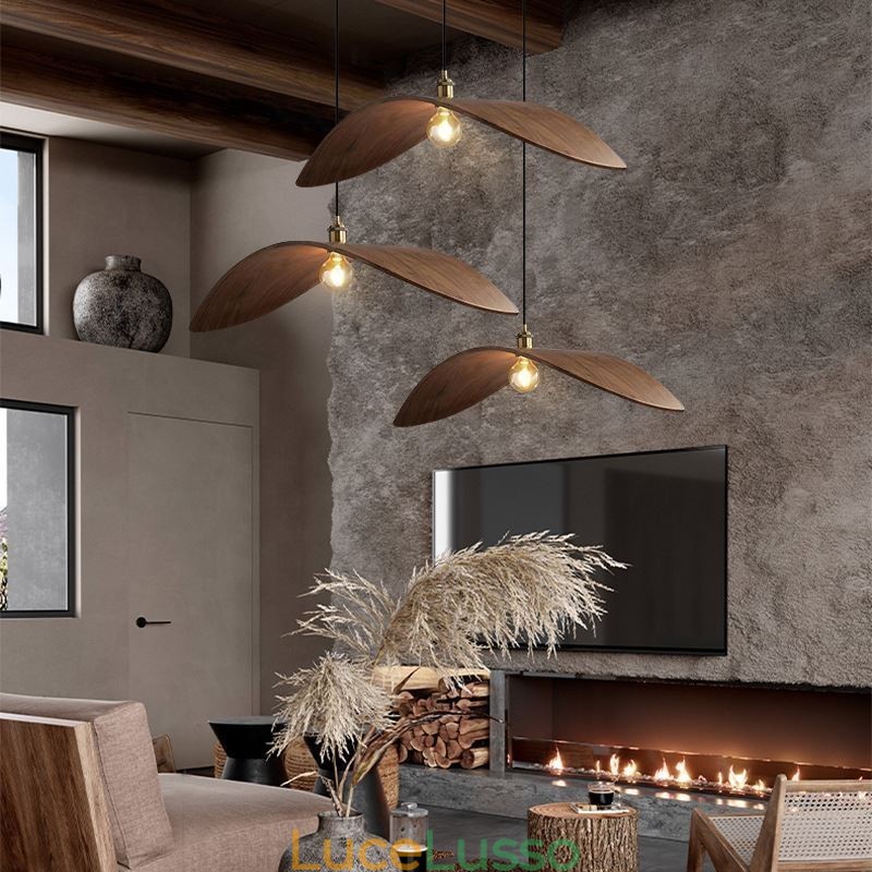 Lampada a sospensione in legno massello, lampada da soffitto retrò creativa
