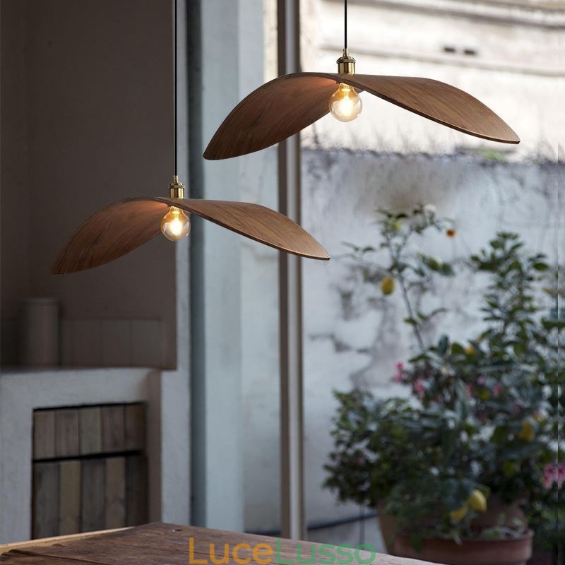 Lampada a sospensione in legno massello, lampada da soffitto retrò creativa