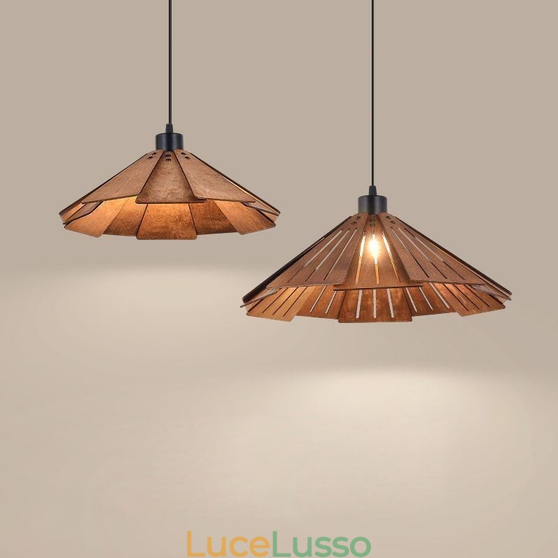 Lampada a sospensione retrò Lampada da soffitto creativa in legno