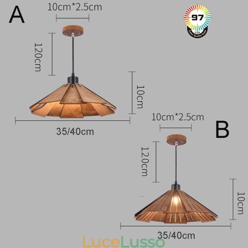 Lampada a sospensione retrò Lampada da soffitto creativa in legno
