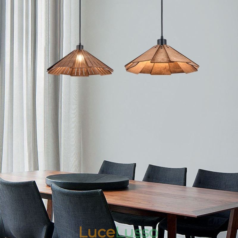 Lampada a sospensione retrò Lampada da soffitto creativa in legno