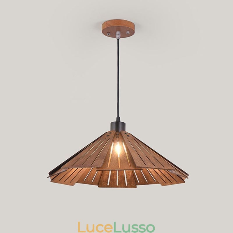 Lampada a sospensione retrò Lampada da soffitto creativa in legno