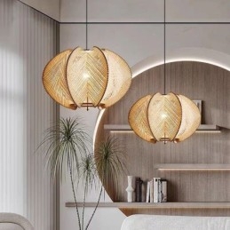Lampada a sospensione nordica in stile retrò Wabi Sabi Lampada da soffitto in legno massello fatta a mano