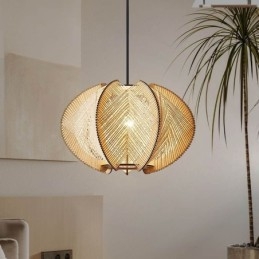 Lampada a sospensione nordica in stile retrò Wabi Sabi Lampada da soffitto in legno massello fatta a mano
