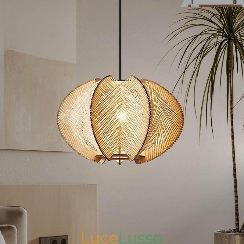 Lampada a sospensione nordica in stile retrò Wabi Sabi Lampada da soffitto in legno massello fatta a mano