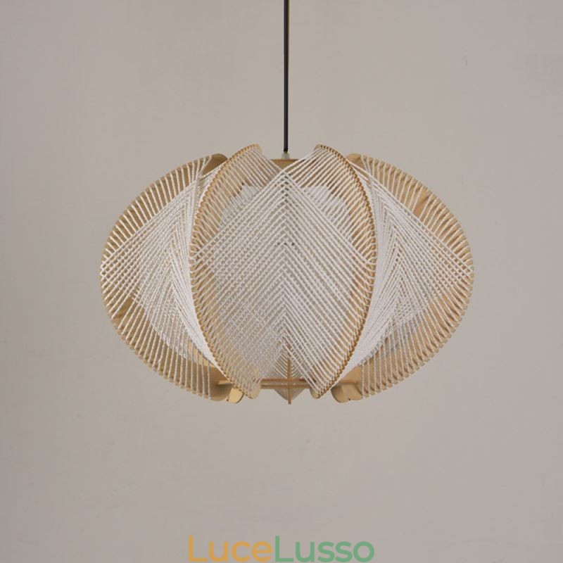 Lampada a sospensione nordica in stile retrò Wabi Sabi Lampada da soffitto in legno massello fatta a mano