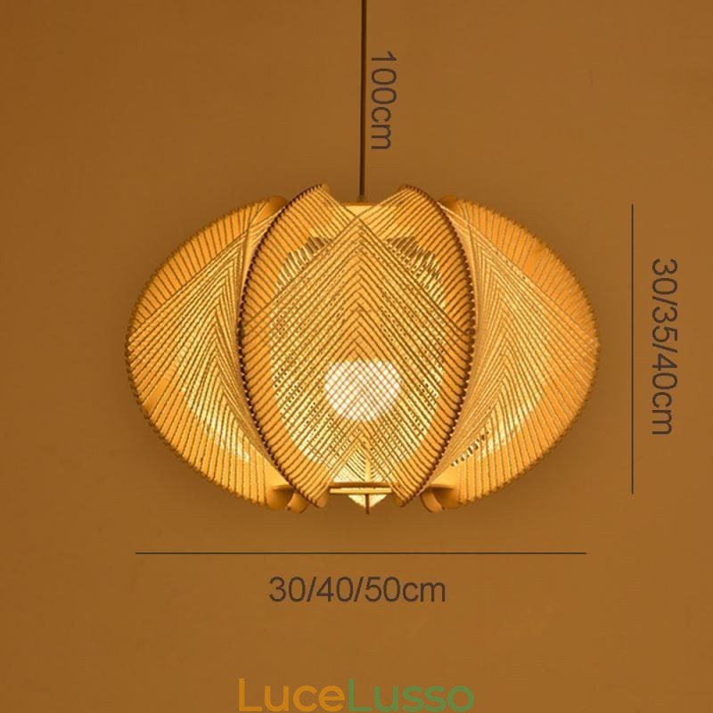 Lampada a sospensione nordica in stile retrò Wabi Sabi Lampada da soffitto in legno massello fatta a mano
