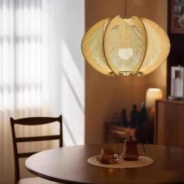 Lampada a sospensione nordica in stile retrò Wabi Sabi Lampada da soffitto in legno massello fatta a mano