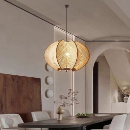 Lampada a sospensione nordica in stile retrò Wabi Sabi Lampada da soffitto in legno massello fatta a mano