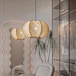 Lampada a sospensione nordica in stile retrò Wabi Sabi Lampada da soffitto in legno massello fatta a mano