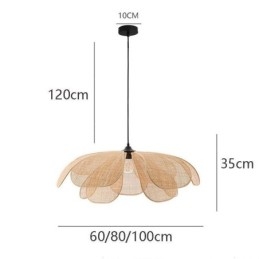 Lampada a sospensione Rattan Petal Wabi Sabi Style Lampada da soffitto in rattan intrecciato a mano