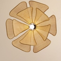 Lampada a sospensione Rattan Petal Wabi Sabi Style Lampada da soffitto in rattan intrecciato a mano