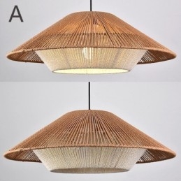 Lampada a sospensione in corda di canapa Lampada da soffitto intrecciata a mano