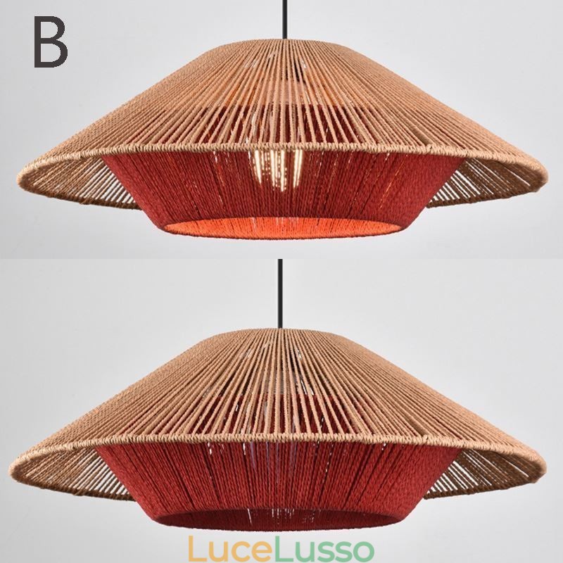 Lampada a sospensione in corda di canapa Lampada da soffitto intrecciata a mano