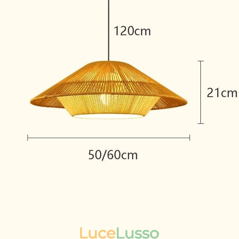 Lampada a sospensione in corda di canapa Lampada da soffitto intrecciata a mano