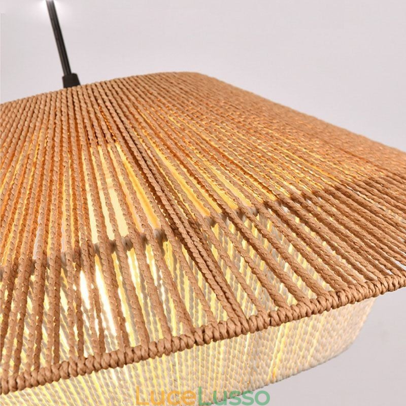 Lampada a sospensione in corda di canapa Lampada da soffitto intrecciata a mano