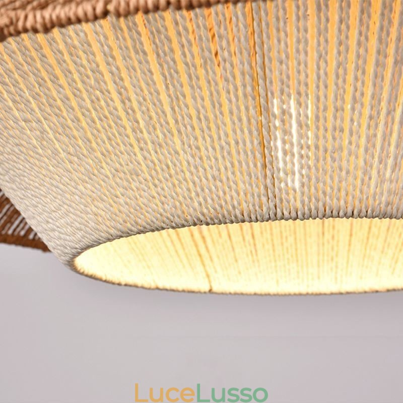 Lampada a sospensione in corda di canapa Lampada da soffitto intrecciata a mano